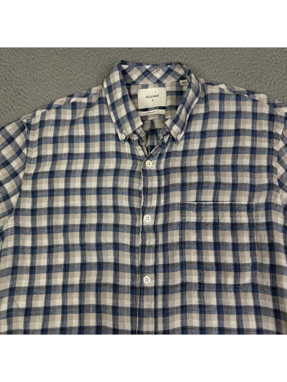 Billy Reid 100% Linen Standard Fit Short Sleeve Button Down Shirt Sz Small